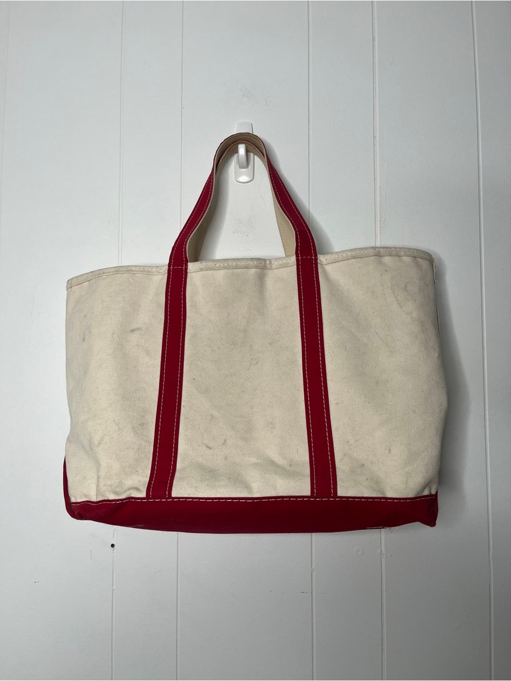 L.L. Bean Boat and Tote "ERIN" Classic Canvas Tote Bag with Red Trim - Picture 3 of 11